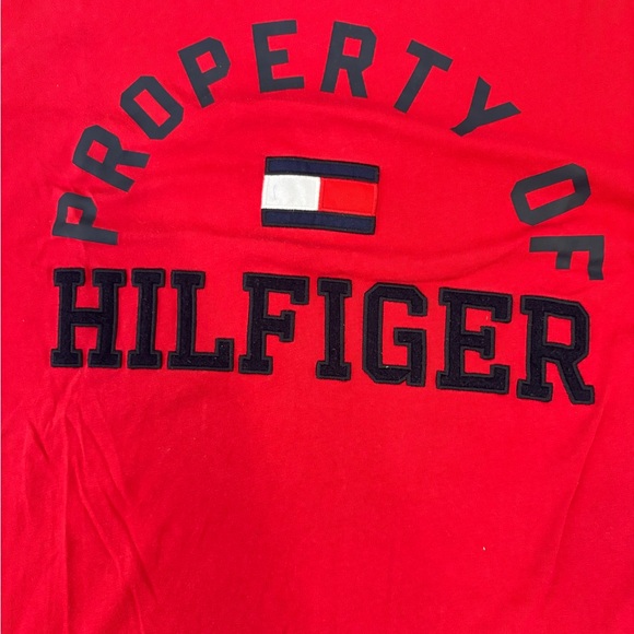 Tommy Hilfiger Red Logo 'Property of Hilfiger' Tee - Picture 2 of 5